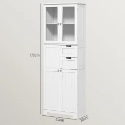 Homcom Meuble haut de salle de bain - armoire salle de bain - grande colonne salle de bain - 4 portes, 2 tiroirs - blanc* Armoire De Salle De Bains