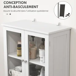 Homcom Meuble haut de salle de bain - armoire salle de bain - grande colonne salle de bain - 4 portes, 2 tiroirs - blanc* Armoire De Salle De Bains