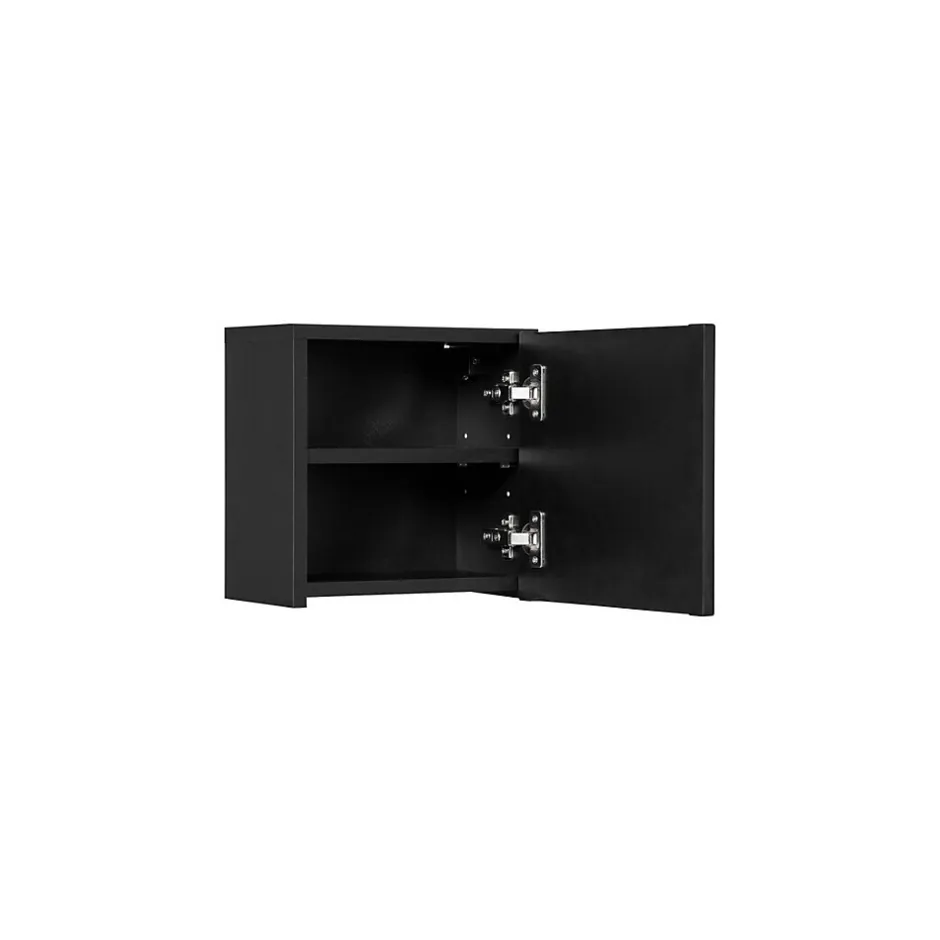 Meublorama Meuble haut de salle de bain VANO 1 porte Noir mat L30 x P18 x H30 cm Meuble suspendu* Armoire De Salle De Bains