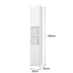 Ml-Design Meuble haute salle de bain colonne étroite de rangement blanc MDF 30x190x30 cm