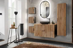Furnidea Meuble lave main à suspendre XILO NOIR CHÊNE 40 cm