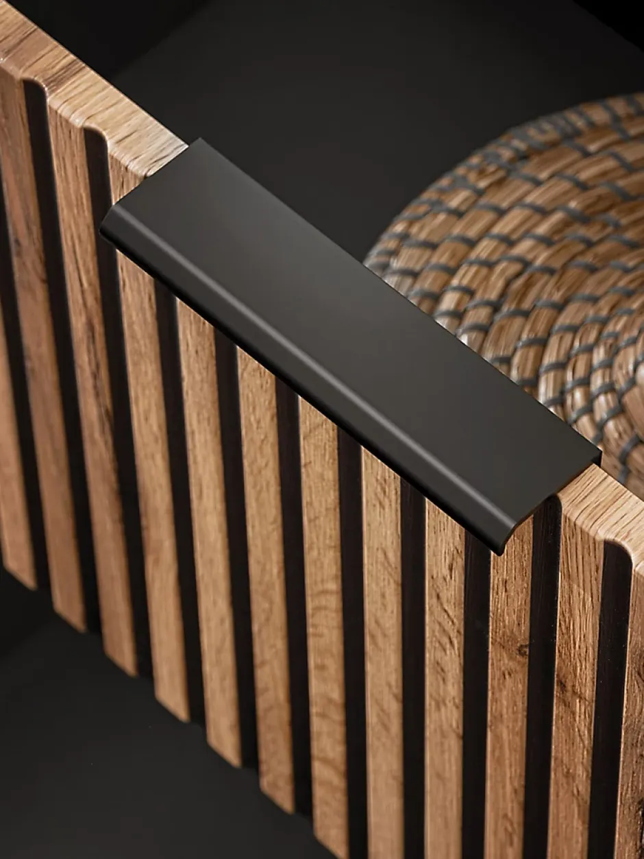 Furnidea Meuble lave main à suspendre XILO NOIR CHÊNE 40 cm