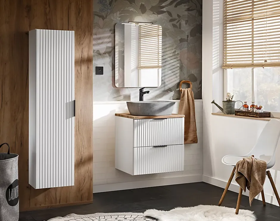 Furnidea Meuble lave main à suspendre ADEL BLANC 40 cm* Lave-Mains