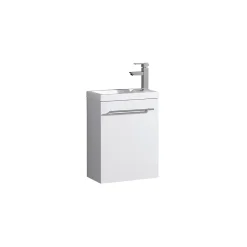 Jindoli Meuble lave main vasque 40 cm blanc laqué Aquapixo* Plan Vasque Lave-Mains