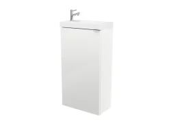 GoodHome Meuble lave mains à poser blanc brillant l.44 x H.79 x P.23 cm, Imandra