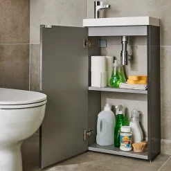 GoodHome Meuble lave mains à poser Imandra gris taupé L.44 x H.79 cm