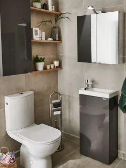 GoodHome Meuble lave mains à poser Imandra gris taupé L.44 x H.79 cm