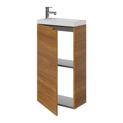 GoodHome Meuble lave mains à poser effet noyer l.44 x H.79 x P.23 cm, Imandra