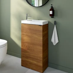 GoodHome Meuble lave mains à poser effet noyer l.44 x H.79 x P.23 cm, Imandra