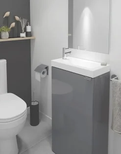 GoodHome Meuble lave mains à poser gris l.44 x H.79 x P.23 cm, Imandra