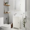 GoodHome Meuble lave mains à poser blanc mat l.44 cm Perma + plan vasque blanc Lana,* Lave-Mains