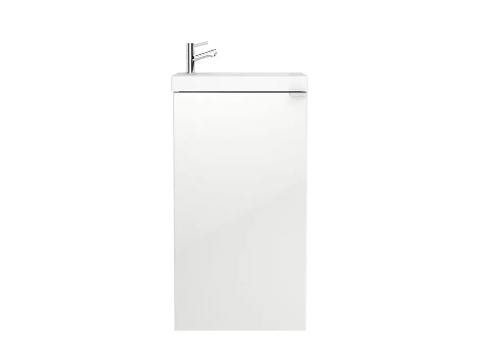 GoodHome Meuble lave mains à poser blanc brillant l.44 cm Imandra + plan vasque blanc résine Beni,