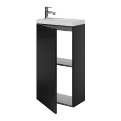 GoodHome Meuble lave mains à poser noir mat l.44 x H.79 x P.23 cm, Imandra* Lave-Mains