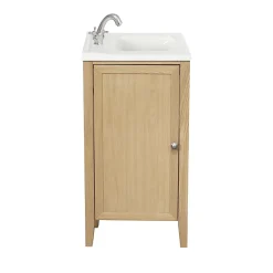 GoodHome Meuble lave mains à poser placage chêne l.44 x H.80,6 x P.30 cm, Perma