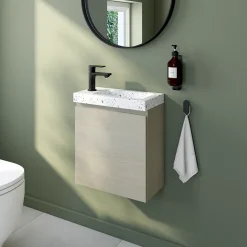 Meuble lave mains effet chêne l.45 x H.44 x P.21 cm, Calao* Lave-Mains|Meuble De Salle De Bains Faible Profondeur