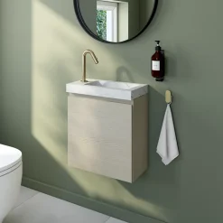 Meuble lave mains effet chêne l.45 x H.44 x P.21 cm, Calao* Lave-Mains|Meuble De Salle De Bains Faible Profondeur
