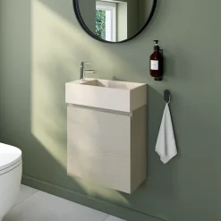 Meuble lave mains effet chêne l.45 x H.44 x P.21 cm, Calao* Lave-Mains|Meuble De Salle De Bains Faible Profondeur