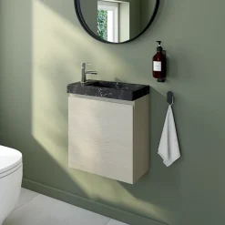 Meuble lave mains effet chêne l.45 x H.44 x P.21 cm, Calao* Lave-Mains|Meuble De Salle De Bains Faible Profondeur