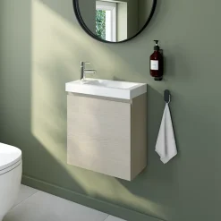 Meuble lave mains effet chêne l.45 x H.44 x P.21 cm, Calao* Lave-Mains|Meuble De Salle De Bains Faible Profondeur