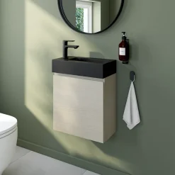 Meuble lave mains effet chêne l.45 x H.44 x P.21 cm, Calao* Lave-Mains|Meuble De Salle De Bains Faible Profondeur