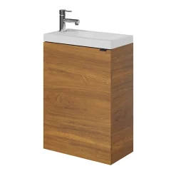GoodHome Meuble lave mains suspendu effet noyer l.44 x H.55 x P.23 cm, Imandra