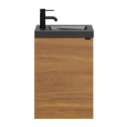 GoodHome Meuble lave mains suspendu effet noyer l.44 x H.55 x P.23 cm, Imandra