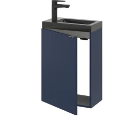 GoodHome Meuble lave mains suspendu bleu nuit mat l.44 x H.55 x P.23 cm, Imandra* Lave-Mains