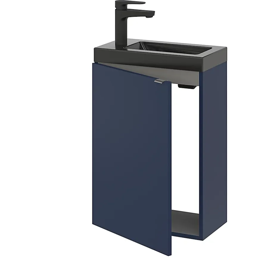 GoodHome Meuble lave mains suspendu bleu nuit mat l.44 x H.55 x P.23 cm, Imandra* Lave-Mains