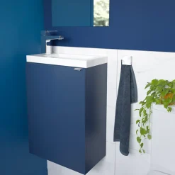 GoodHome Meuble lave mains suspendu bleu nuit mat l.44 x H.55 x P.23 cm, Imandra* Lave-Mains