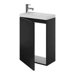 GoodHome Meuble lave mains suspendu noir mat l.44 x H.55 x P.23 cm, Imandra* Lave-Mains