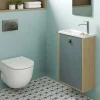 Decotec Meuble lave mains suspendu vert toundra + plan vasque l.46 x H.69 x P.23 cm, ouverture à droite, Havana* Lave-Mains