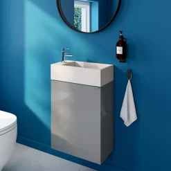 GoodHome Meuble lave mains suspendu gris l.44 x H.55 x P.23 cm Imandra, Imandra