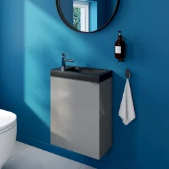 GoodHome Meuble lave mains suspendu gris l.44 x H.55 x P.23 cm Imandra, Imandra