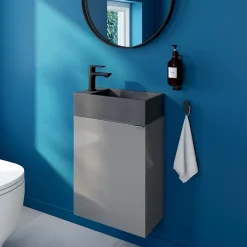 GoodHome Meuble lave mains suspendu gris l.44 x H.55 x P.23 cm Imandra, Imandra