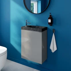 GoodHome Meuble lave mains suspendu gris l.44 x H.55 x P.23 cm Imandra, Imandra