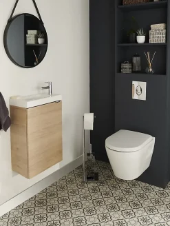 GoodHome Meuble lave mains suspendu effet chêne l.44 x H.55 x P.23 cm, Imandra* Lave-Mains