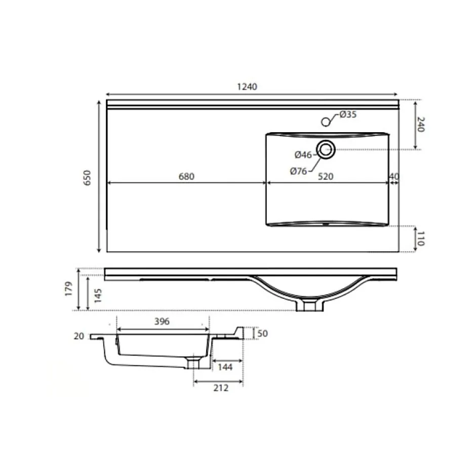 Cuisibane Meuble lave-linge IDEA, plan vasque déportée + Miroir Elégance h105- Blanc- Vasque à gauche* Ensemble Meuble De Salle De Bains
