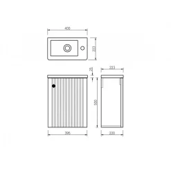Jindoli Meuble lave-main Aquanero noir 40 cm* Plan Vasque Lave-Mains