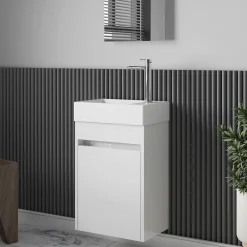 Stano Meuble lave-main salle de bain design MESSINA largeur 45 cm blanc laque