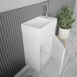 Stano Meuble lave-main salle de bain design MESSINA largeur 45 cm blanc laque
