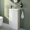 Meuble lave-mains à poser blanc brillant l.44 cm Imandra + plan vasque effet marbre blanc, GoodHome