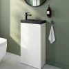 Homesight Meuble lave-mains à poser blanc mat l.44 cm Imandra + plan vasque effet marbre noir, GoodHome* Lave-Mains