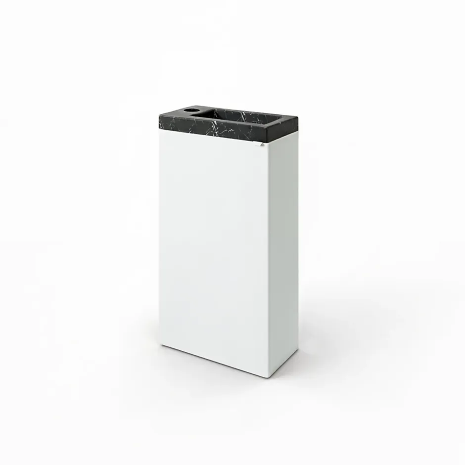 Homesight Meuble lave-mains à poser blanc mat l.44 cm Imandra + plan vasque effet marbre noir, GoodHome* Lave-Mains