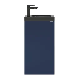 GoodHome Meuble lave-mains à poser bleu nuit mat l.44 cm Imandra + plan vasque noir céramique Nira,