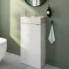Meuble lave-mains à poser blanc brillant l.44 cm Imandra + plan vasque béton beige moucheté, GoodHome* Lave-Mains