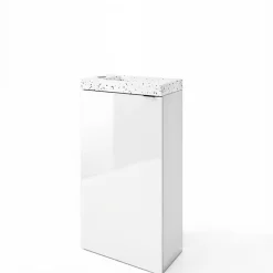 GoodHome Meuble lave-mains à poser blanc brillant l.44 cm Imandra + plan vasque terrazzo,* Lave-Mains