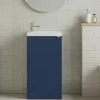 GoodHome Meuble lave-mains à poser bleu nuit mat l.44 cm Imandra + plan vasque blanc résine Beni,