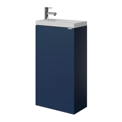 GoodHome Meuble lave-mains à poser bleu nuit mat l.44 cm Imandra + plan vasque blanc résine Beni,