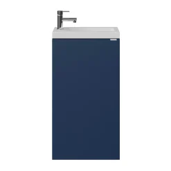 GoodHome Meuble lave-mains à poser bleu nuit mat l.44 cm Imandra + plan vasque blanc résine Beni,