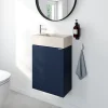 Homesight Meuble lave-mains à poser bleu nuit mat l.44 cm Imandra + plan vasque béton moucheté, GoodHome* Lave-Mains